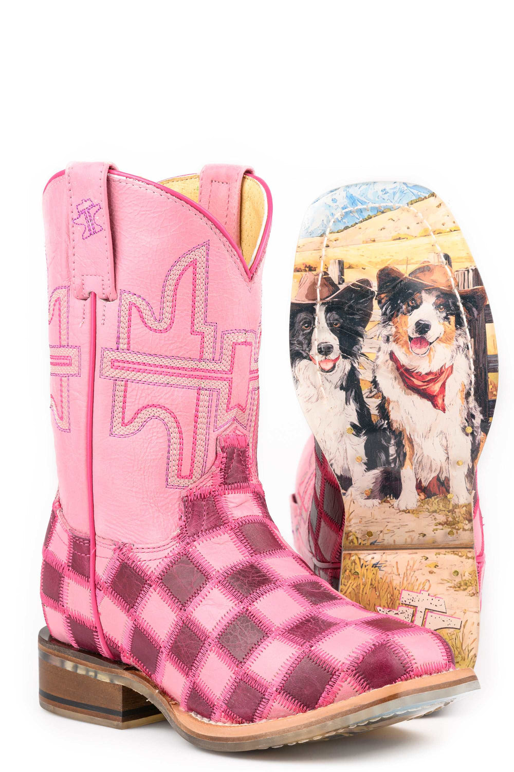 Kid's Tin Haul Lil' Squares Boots With Best Friend Sole Handcrafted MULTI