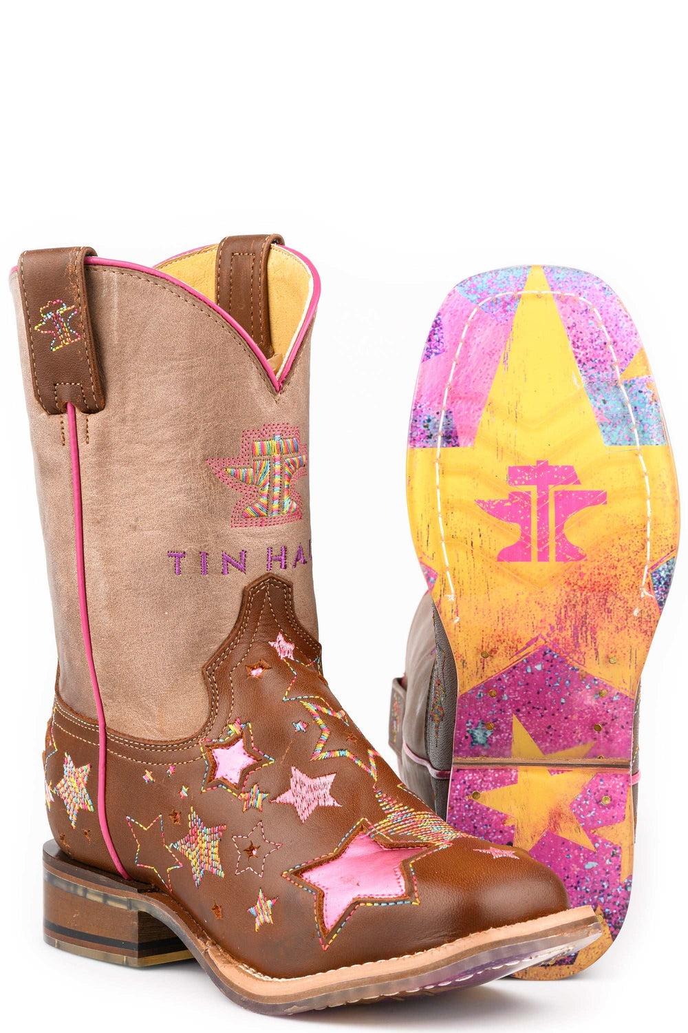 Kid's Tin Haul Starbright Boots With Super Star Sole Handcrafted Brown