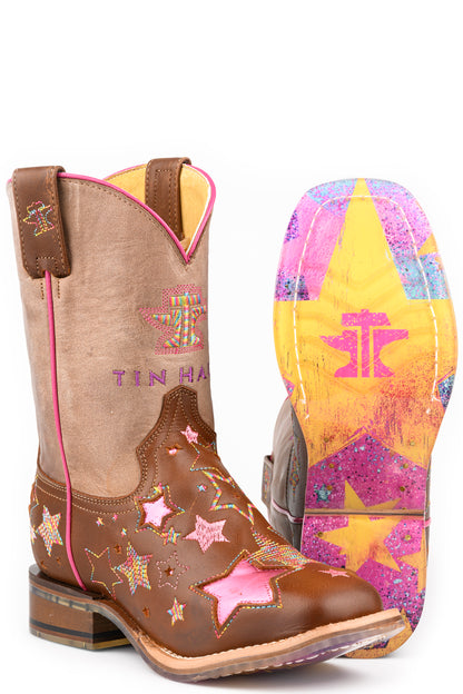 Kid's Tin Haul Starbright Boots With Super Star Sole Handcrafted Brown