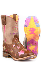 Kid's Tin Haul Starbright Boots With Super Star Sole Handcrafted Brown