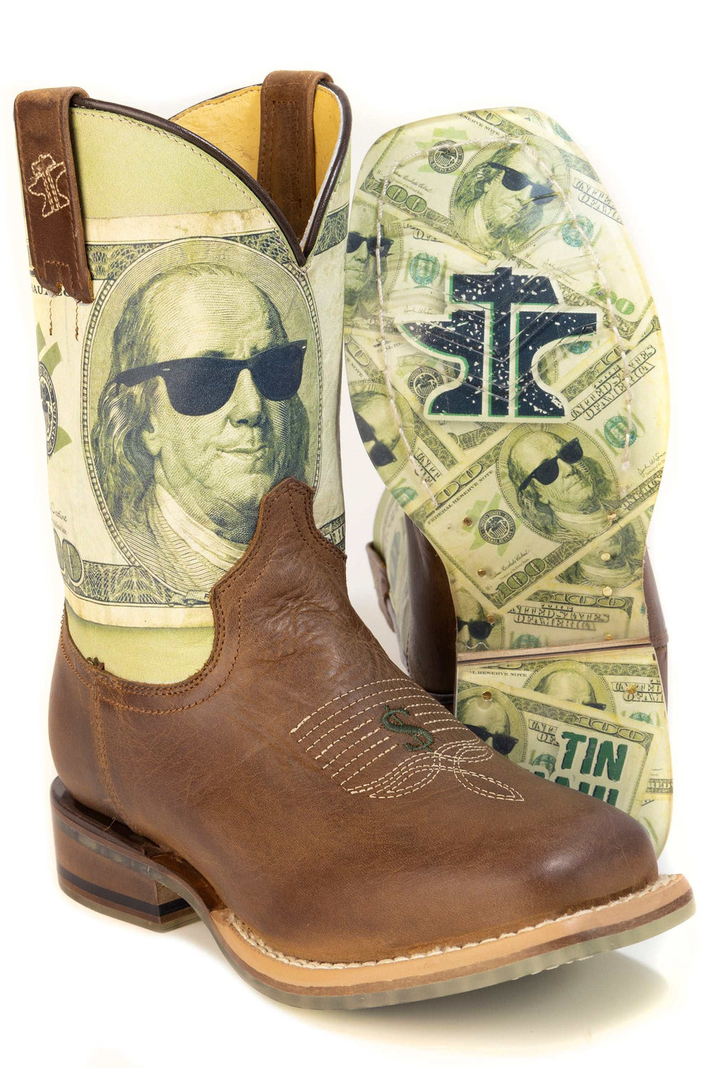 Kid's Tin Haul High Roller Boots With Little Money Maker Sole Handmade Brown