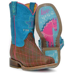 Kid's Tin Haul Hearts & Colts Boots With To The Barn & Back Sole Handcrafted Brown