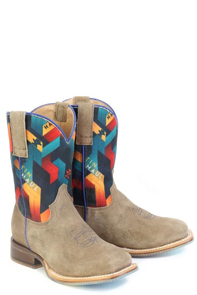 Botas multicolor Tin Haul para niños con suela Color Me Cool, hechas a mano en color tostado