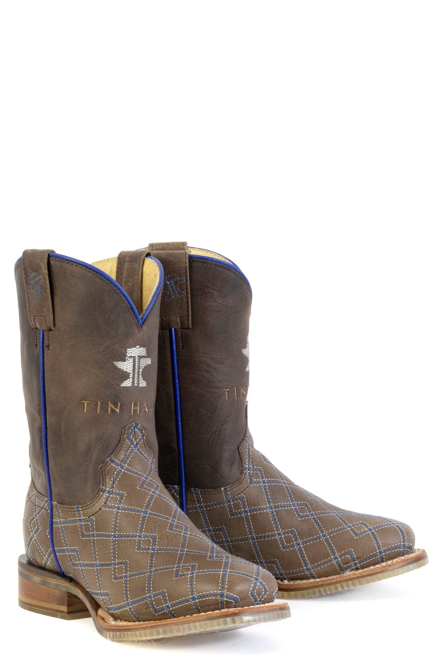 Kid's Tin Haul Cowboy DNA Boots With Ranch Rodeo Sole Handcrafted Brown