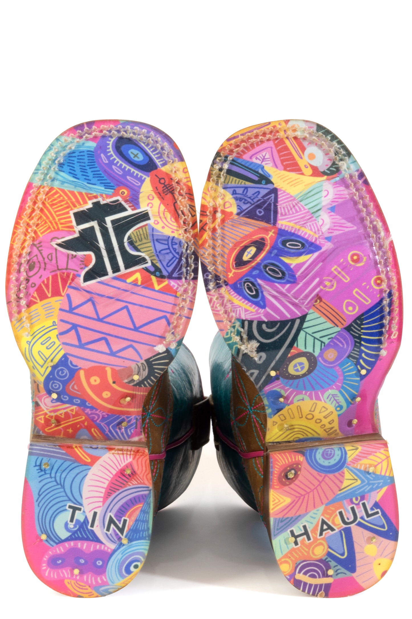 Kid's Tin Haul Twister Boots With Tuti Fruti Sole Handcrafted Brown