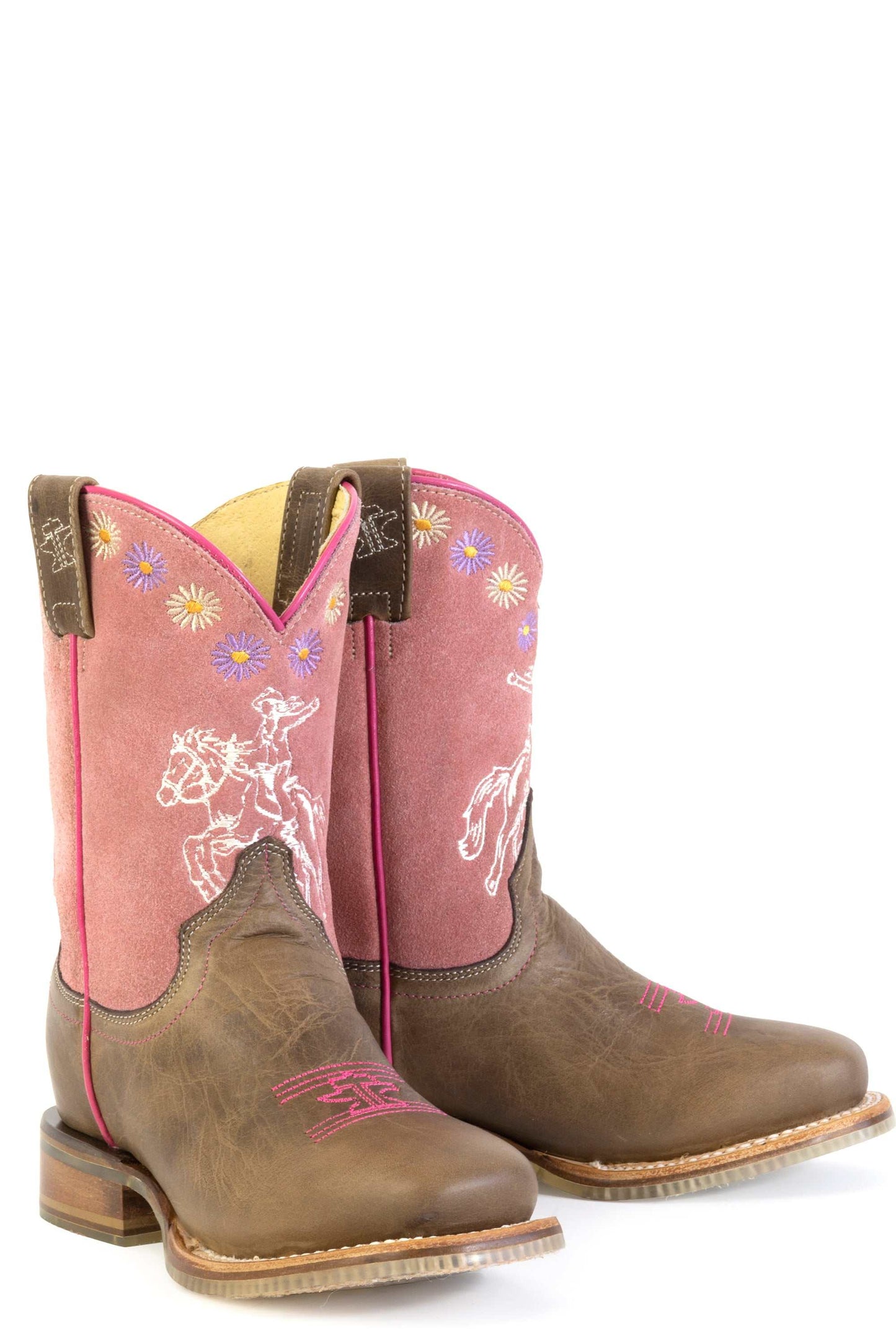 Kid's Tin Haul Girl Power Boots With All Girls Sole Handcrafted Brown