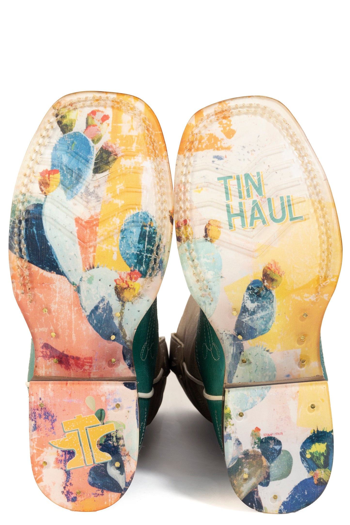Kid's Tin Haul Cacatillow Boots With Prickly Pear Sole Handmade Brown