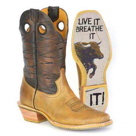 Herren Tin Haul Rough Stock Boots mit Bullrider-Sohle, handgefertigt, Hellbraun