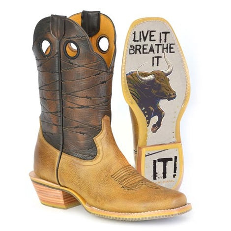 Men's Tin Haul Rough Stock Boots with Bullrider Sole Handcrafted Tan