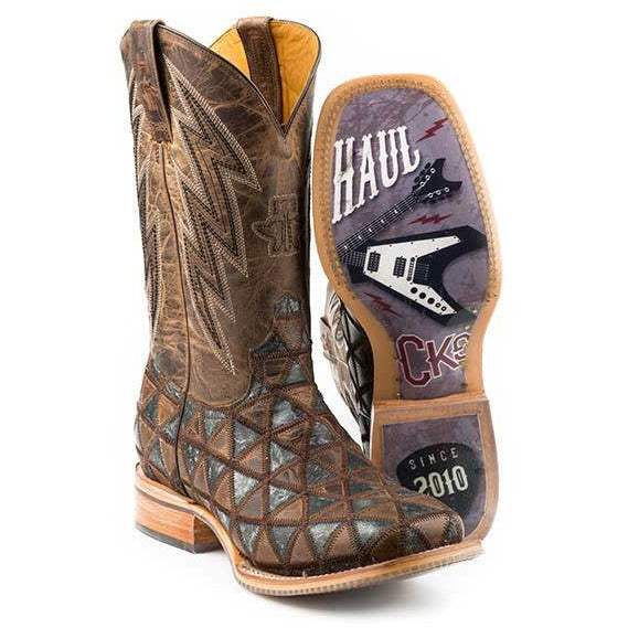 Men's Tin Haul Rocker Boots With Guitar Sole Handcrafted Brown