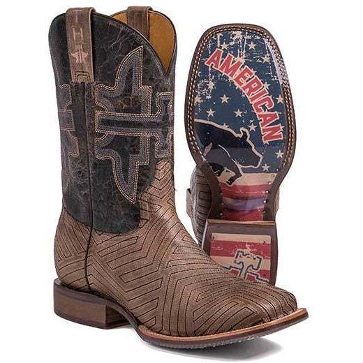 Men's Tin Haul Rowdy Boots with American Rodeo Sole Handcrafted Tan