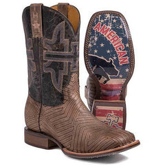Men's Tin Haul Rowdy Boots with American Rodeo Sole Handcrafted Tan