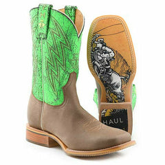 Men's Tin Haul Neon Bolt Boots with Yipee Ki Yay Sole Handcrafted Tan