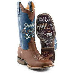 Men's Tin Haul Rodeo Like A Rock Star Boots with Country Festival Sole Handcrafted Brown