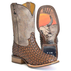 Men's Tin Haul Ripples Boots with Raisin' Hell Sole Handcrafted Tan