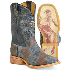Men's Tin Haul Bricks and Stones Boots with Ride Em' Cowboy Sole Handcrafted Black