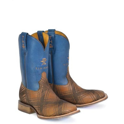 Men's Tin Haul Criss Cross Boots with Geo Rider Sole Handcrafted Tan