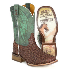 Men's Tin Haul Tangled Boots with I'm Country Sole Handcrafted Brown