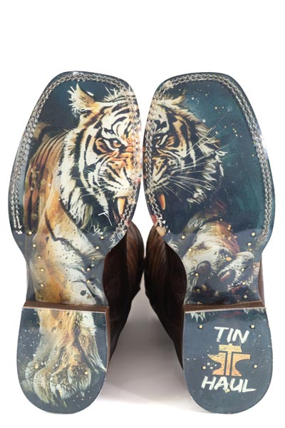 Herren Tin Haul Slash Boots mit Eye Of The Tiger Sohle Handgefertigt Braun