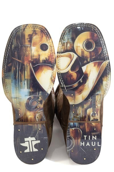 Botas de hombre estilo guitarra Tin Haul con sombrero y suela Soul, hechas a mano