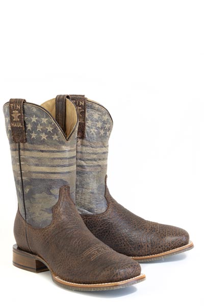 Men's Tin Haul Flag Of The Proud Boots With Pledge Of Allegiance Sole Handmade