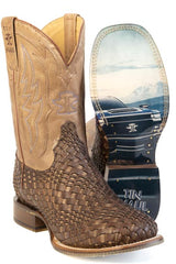 Men's Tin Haul Torque Twister Boots with Got Swag Sole Handcrafted Square Toe Brown