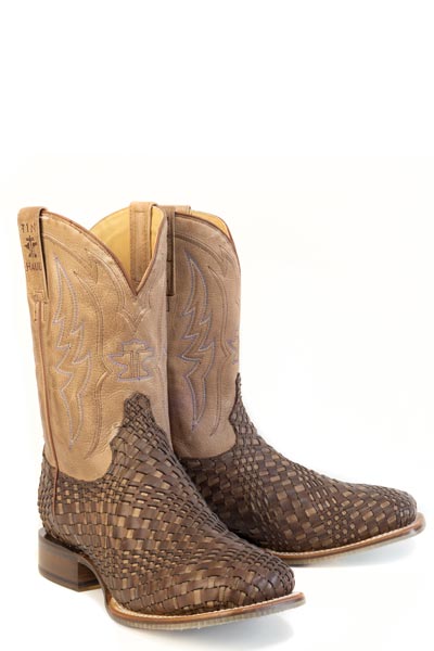 Men's Tin Haul Torque Twister Boots with Got Swag Sole Handcrafted Square Toe Brown