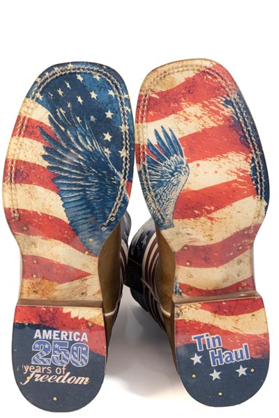Men's Tin Haul USA 1776-2026 Boots with 250 Years Of Freedom Sole Handcrafted Square Toe Brown
