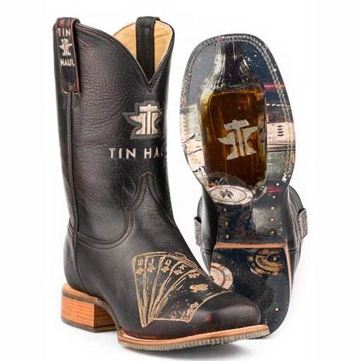Men's Tin Haul Royal Flush Boots Handcrafted Square Toe Black