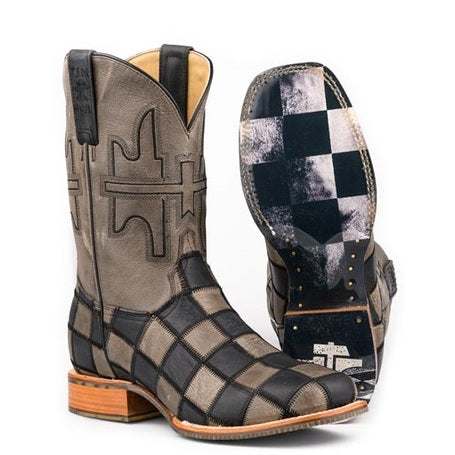 Men's Tin Haul Gridlock Boots Handcrafted Square Toe Black