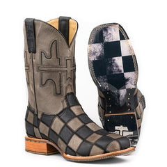 Men's Tin Haul Gridlock Boots Handcrafted Square Toe Black