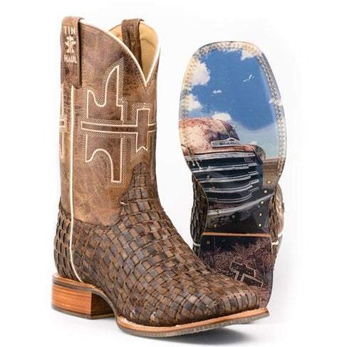 Men's Tin Haul Bone Dry Boots Handcrafted Square Toe Brown