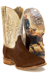 Men's Tin Haul Brahma Hair Boots With Ride Of Your Life Sole Handmade Brown