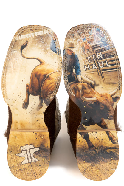 Men's Tin Haul Brahma Hair Boots With Ride Of Your Life Sole Handmade Brown