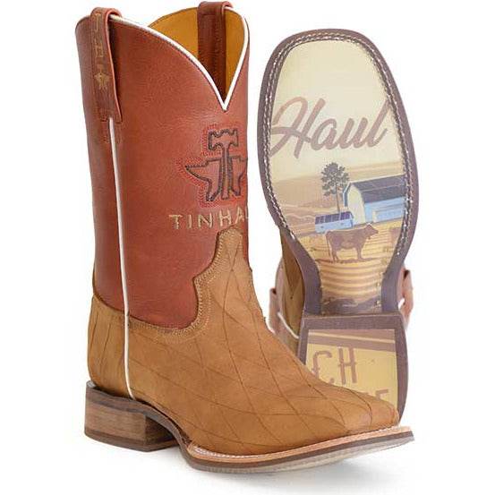 Herren Tin Haul Crossed Boots mit Ranchsohle Handgefertigt Braun