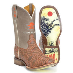Men's Tin Haul Puzzler Boots with Bucking Sole Handcrafted Brown