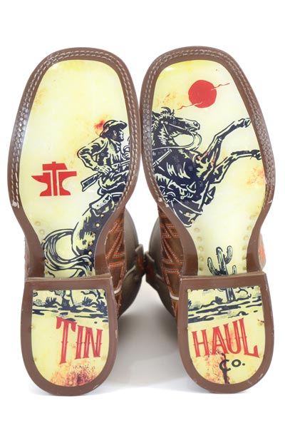 Botas Tin Haul Puzzler para hombre con suela dentada, hechas a mano en marrón