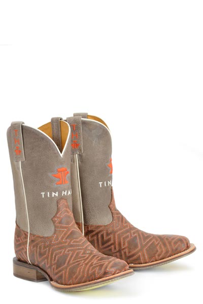 Botas Tin Haul Puzzler para hombre con suela dentada, hechas a mano en marrón