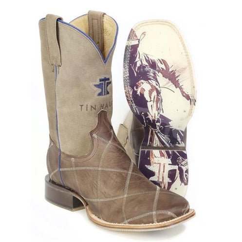 Herren Tin Haul Diamondback Boots mit Cowboy Attitude Sohle Handgefertigt Braun