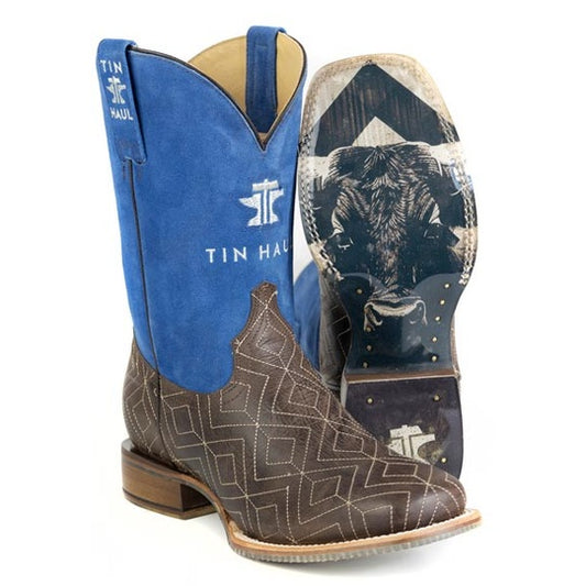 Men's Tin Haul Gridlock Boots With Geometric Bull Sole Handmade