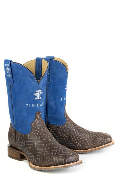 Men's Tin Haul Gridlock Boots With Geometric Bull Sole Handmade