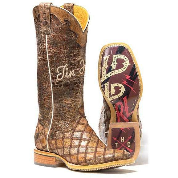 Damen Tin Haul Patches Boots Wild West Sohle Handgefertigt Braun