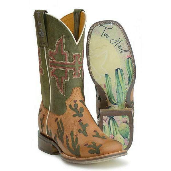 Women's Tin Haul Cactaplicity Boots Desert Moon Sole Handcrafted Tan