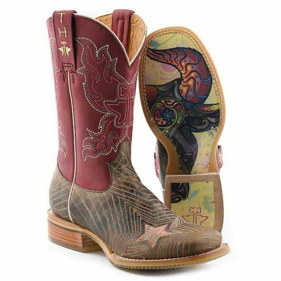 Tin Haul Super Nova Star Boots für Damen, Bull Doodles Sohle, handgefertigt, Hellbraun