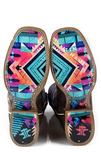 Tin Haul Sizzling Aztec Boots für Damen mit Bear Mountain Sohle, handgefertigt, Braun