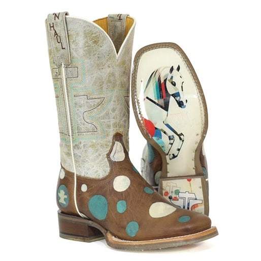 Tin Haul Spots And Dots Stiefel mit geometrischer Sohle für Damen, handgefertigt, Braun