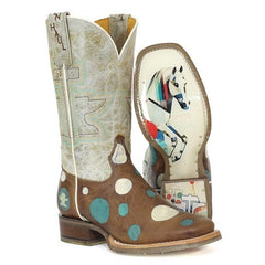 Women's Tin Haul Spots And Dots  Boots With Geometric Sole Handcrafted Brown