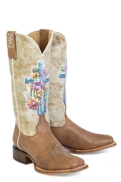 Botas Tin Haul Love Jesus para mujer con suela de Salmo 28:7 hechas a mano