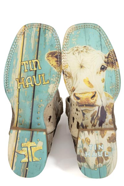 Botas Tin Haul Charolais doradas para mujer con suela de lunares dorados hechas a mano