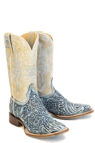 Women's Tin Haul Charmcut Boots with Floral Sole Handmade Tan